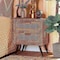 Baxton Studio Calida Mid-Century Modern Whitewashed Natural Brown Finished Wood and Rattan 2-Drawer Nightstand 178-11412-Zoro - alternate 3